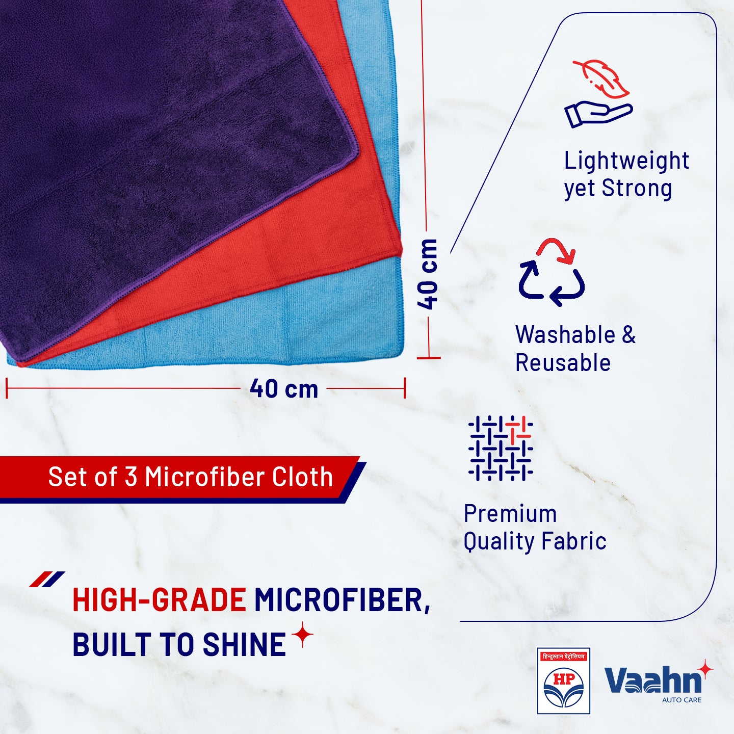 HP Vaahn Microfiber Cloth 40×40 (340 GSM) Pack of 3