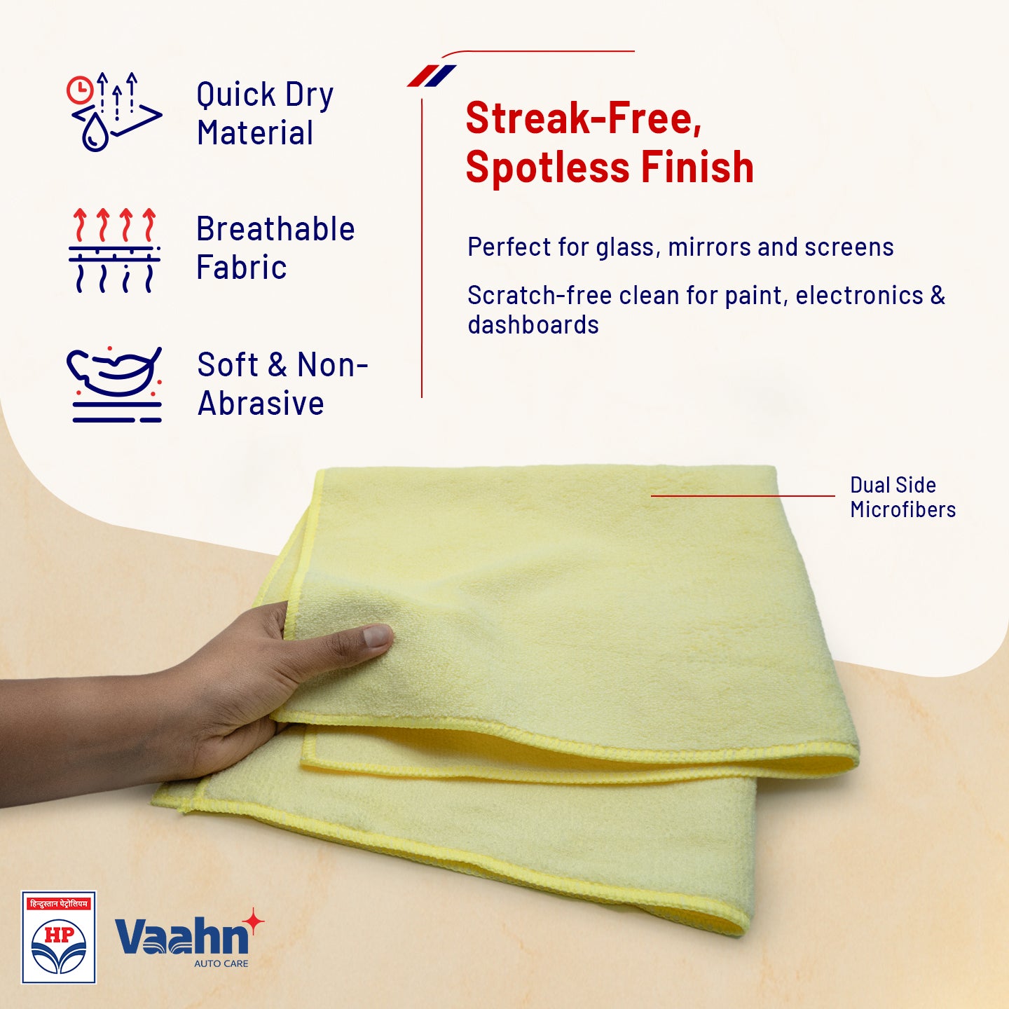 HP Vaahn Microfiber Cloth 50×50 (340 GSM) Single