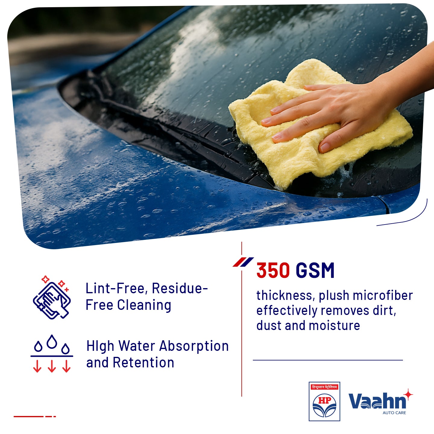 HP Vaahn Microfiber Cloth 50×50 (340 GSM) Single